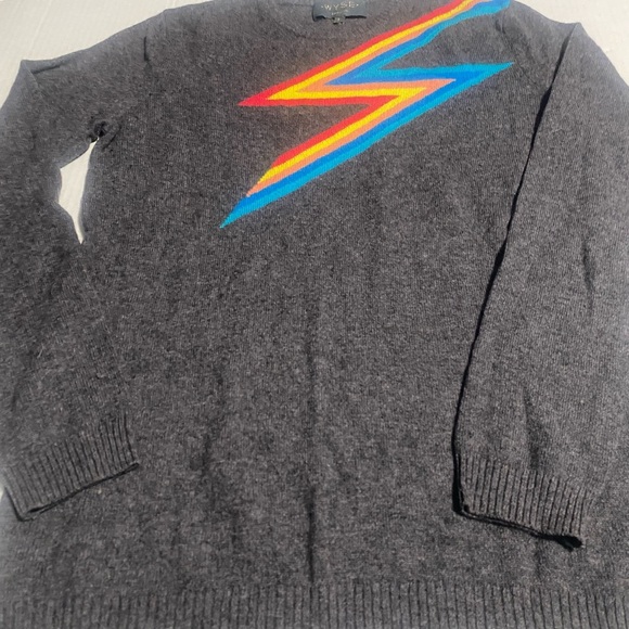 Gray Crewneck Sweater with Red Lightning Bolt - Picture 5 of 15